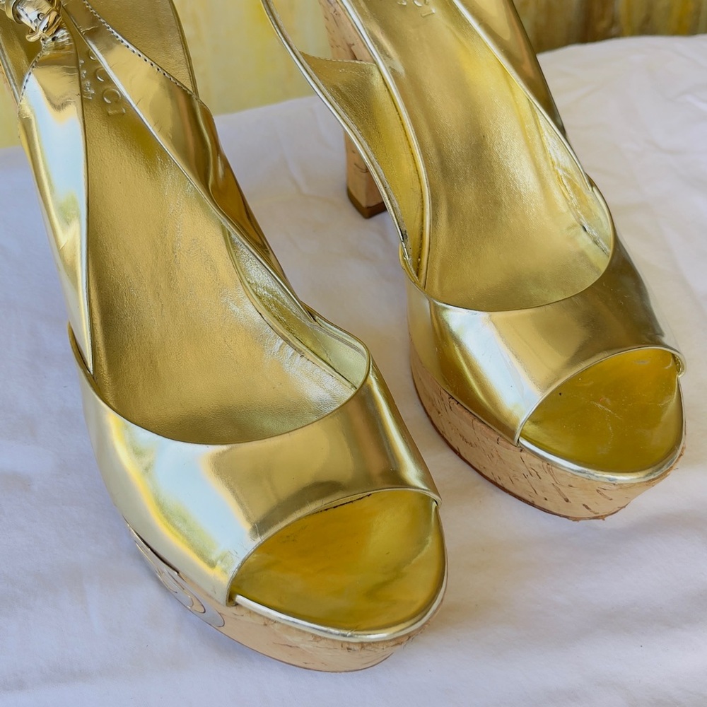 Gucci Gold Platform Sandals